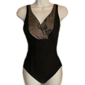 SHAPEMAKER Black Silver 1 Piece Swimsuit - Sz 34D - NEW
